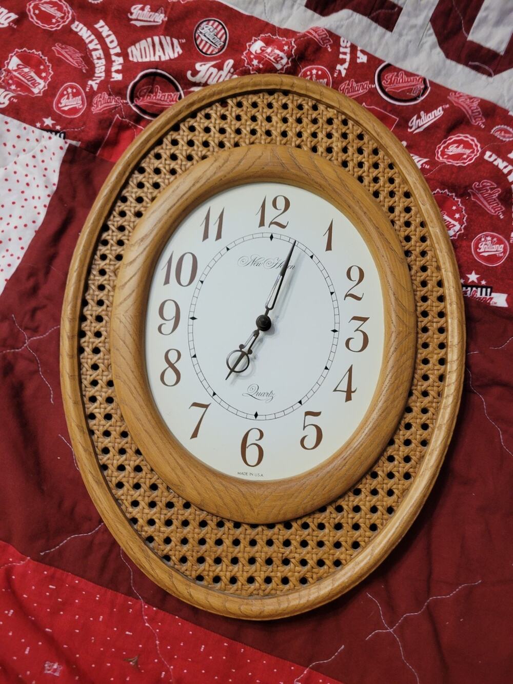 VTG Bohemian Style, New Haven Faux Wicker/Rattan Oval Wall Clock